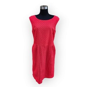 George Red Eyelet Sleeveless Knee Length Shift Dress Size 12